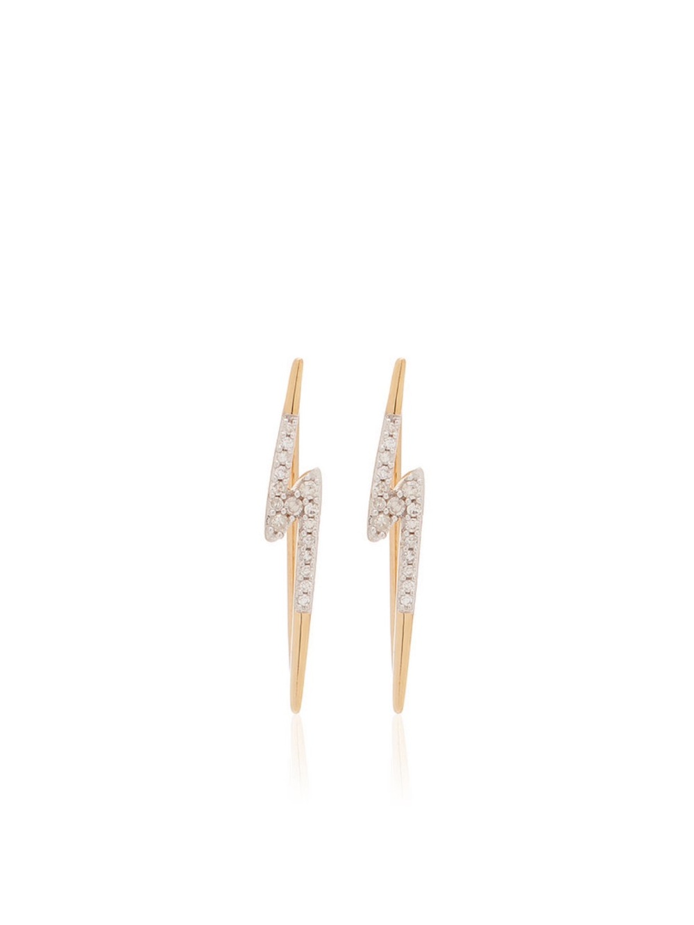 Adina Reyter Lightning Bolt Wings 14K Yellow Gold Pave Earrings